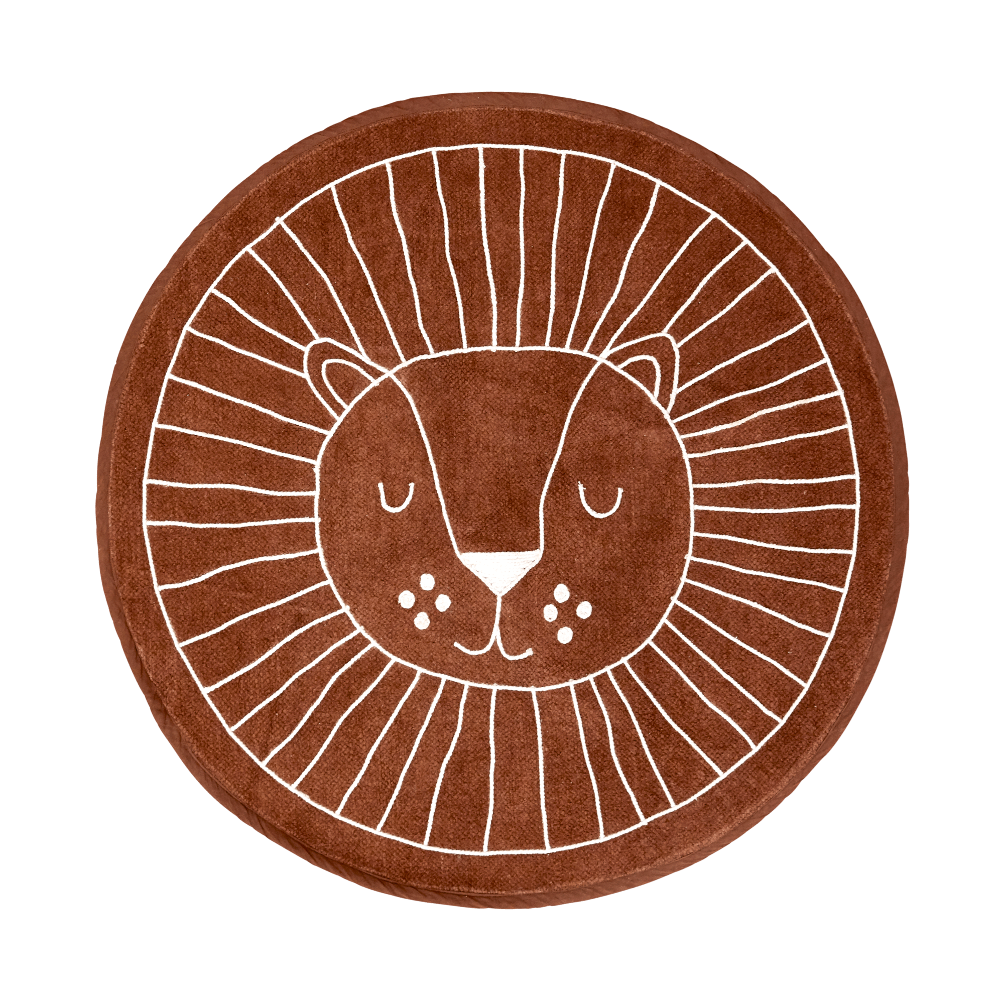 Rice - Round Floor Mat with Lion Face - 90 cm
