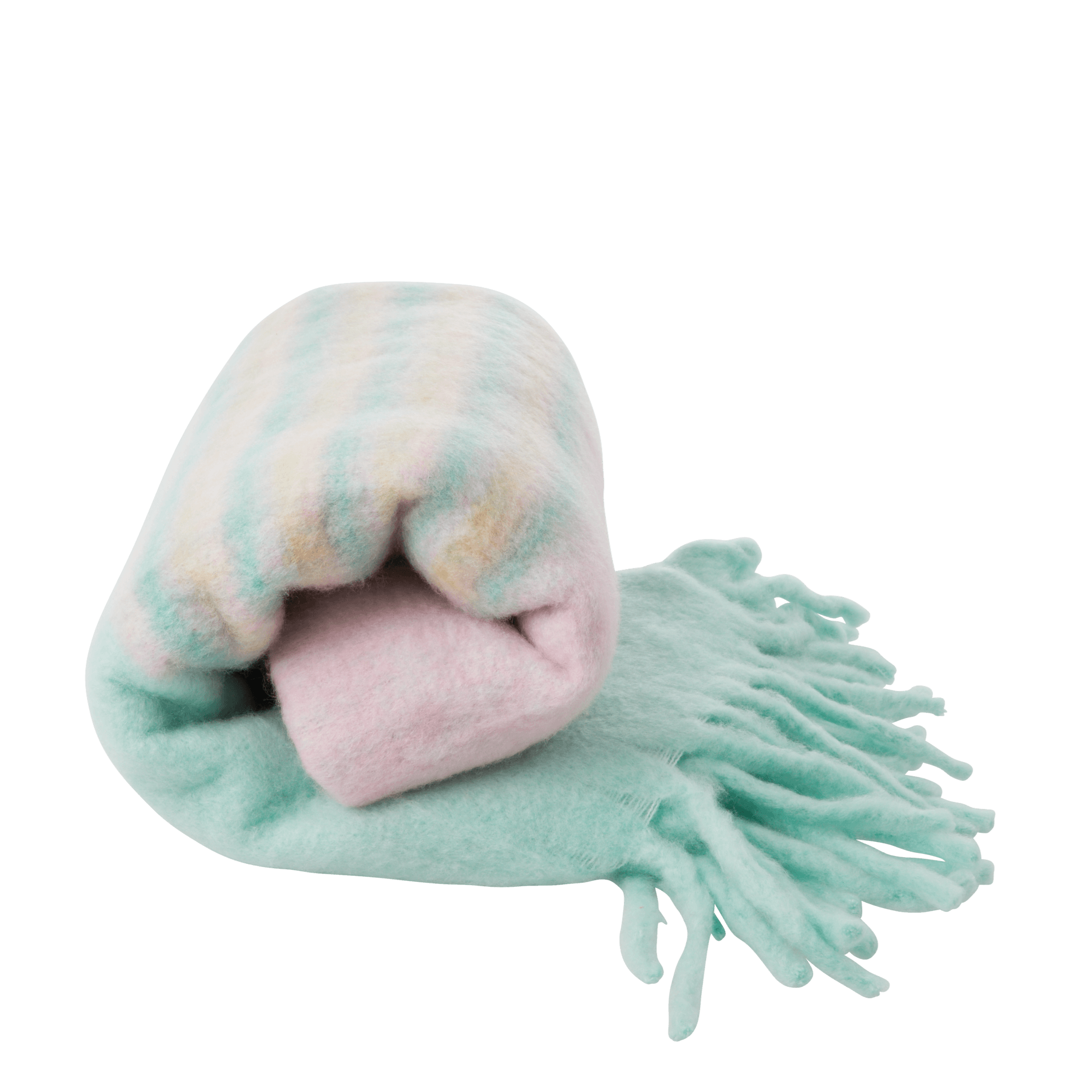 Rice - Wool Mix Blanket - Pink and Mint Stripes