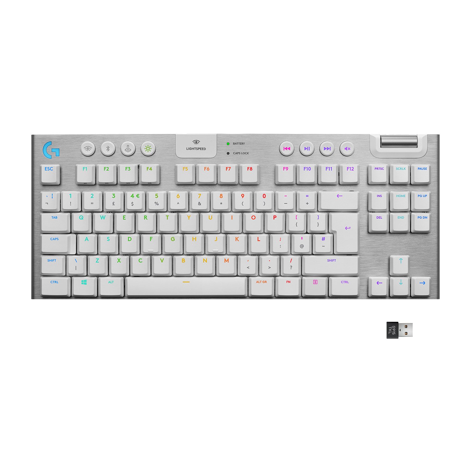 Logitech - G915 TKL Tenkeyless LIGHTSPEED Gaming Keyboard - WHITE -TACTILE SWITCH (Nordic) - Datamaskiner