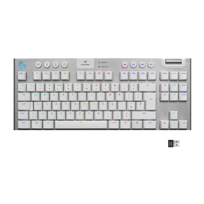 Logitech - G915 TKL Tenkeyless LIGHTSPEED Gaming Keyboard - WHITE -TACTILE SWITCH (Nordic)