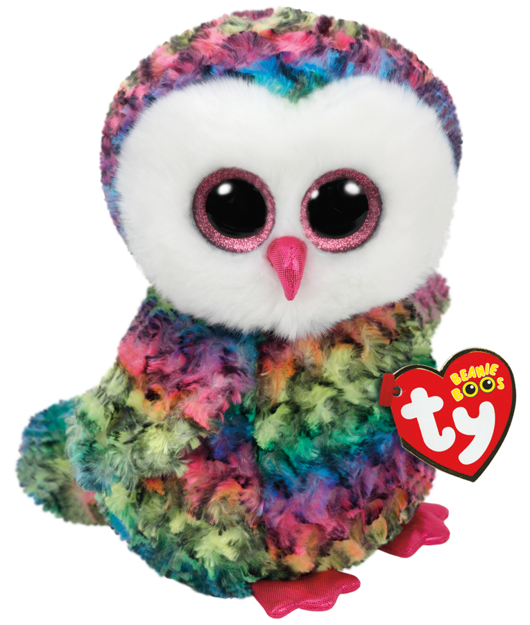 Ty Plush - Beanie Boos - Owen the Multicolored Owl (Medium) ((TY37143)
