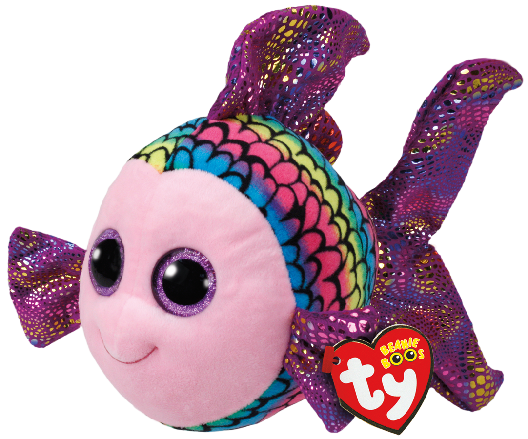 Ty Plush - Beanie Boos - Flippy the Multicolored Fish (Medium) (TY37150)