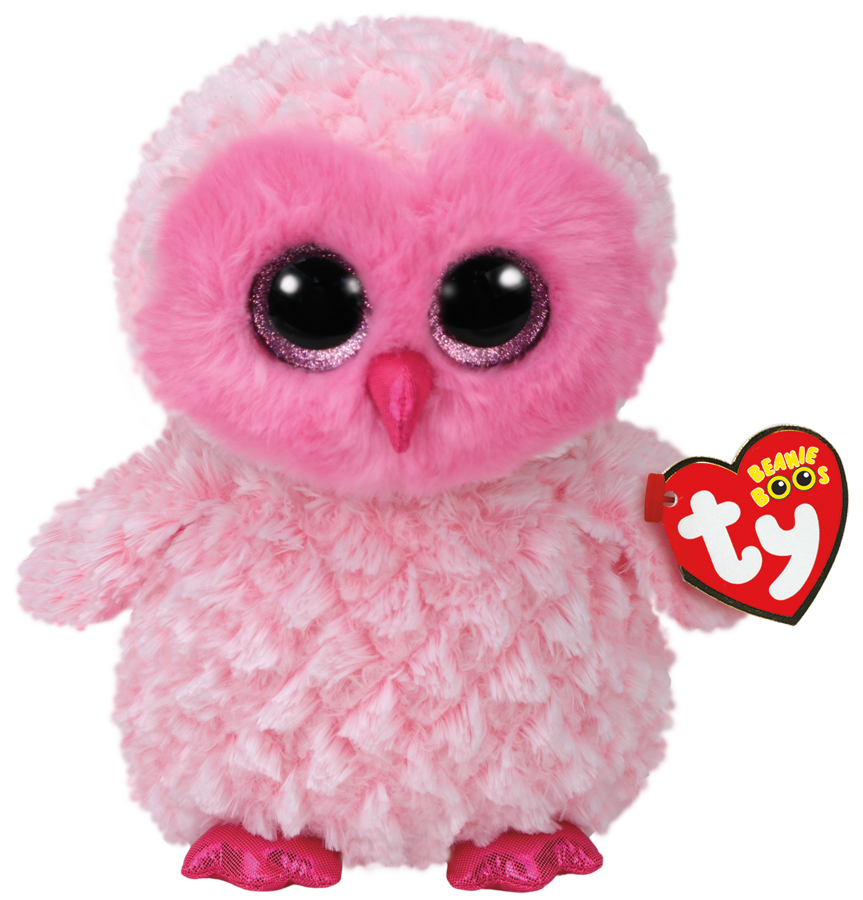 Ty Plush - Beanie Boos - Twiggy the Pink Owl (Medium) (TY37158)