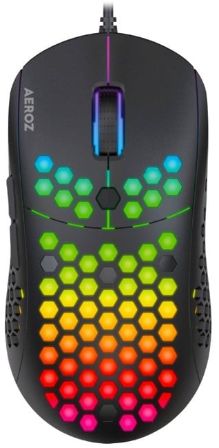 AEROZ - GM-1000 RGB - letvægts Gamer mus med LED lys - Sort (Sunplus 199)