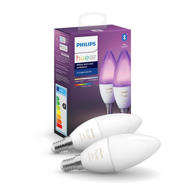 Philips Hue - E14 2-Pack Bulb -  White and Color Ambiance - E