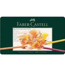 Faber-Castell - Polychromos farveblyanter - Metalæske med 36 stk  (110036)