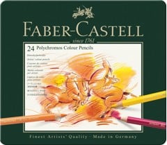 Faber-Castell - Polychromos colour pencil, tin of 24 (110024)