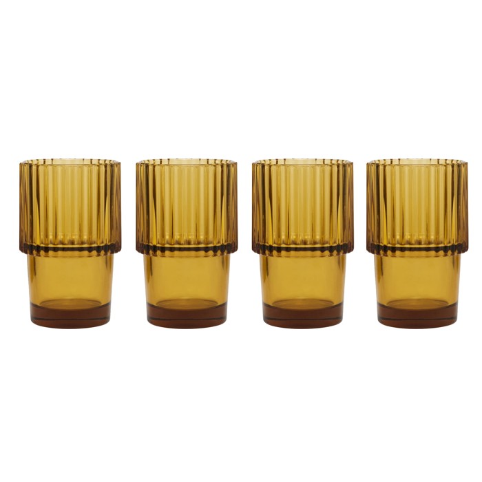 House Doctor - Rills Water Glass Set of 4 - Amber Brown (208770041)