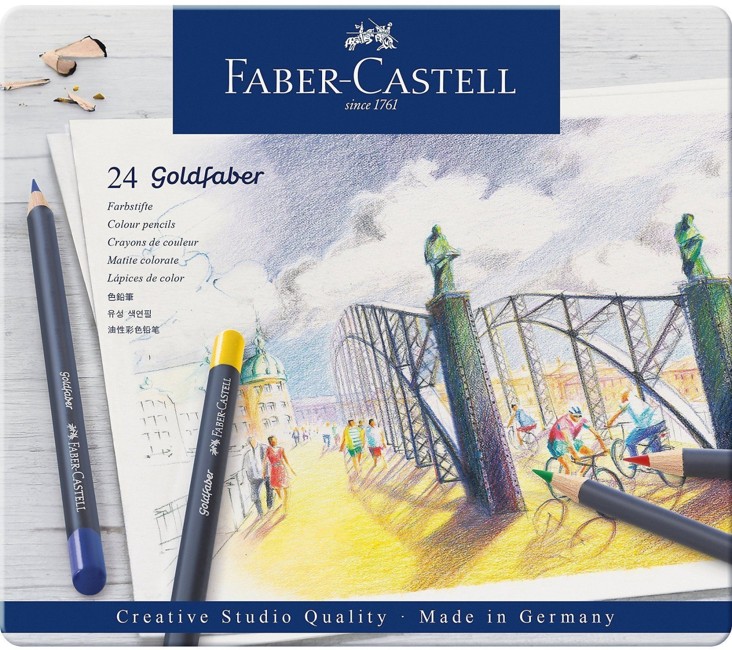 Faber-Castell - Goldfaber farveblyanter, Metalæske med 24 (114724)