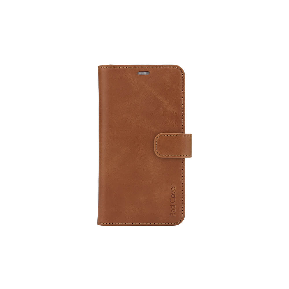 RadiCover - Radiationprotected Mobilewallet Leather iPhone 12 Mini Exclusive 2in1 Magnetcover - Brown - Elektronikk