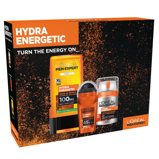 L'Oréal - Hydra Energetic Shower, Deo & Ansigtscreme- Gavesæt