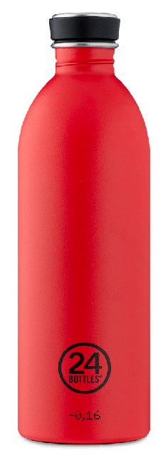 24 Bottles - Urban Bottle 1 L - Stone Finish - Hot Red