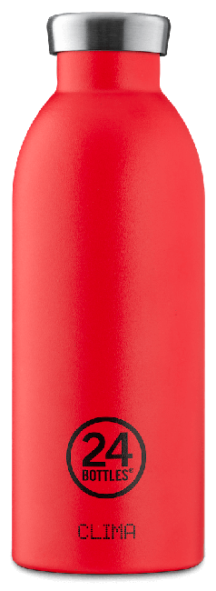 24 Bottles - Clima Bottle 0,5 L - Stone Finish - Hot Red