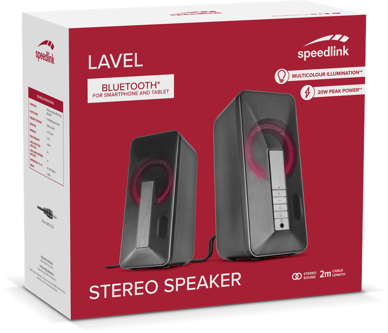 Speedlink - Lavel Stereo Højttaler - 3,5 mm Stereo Jack/Bluetooth