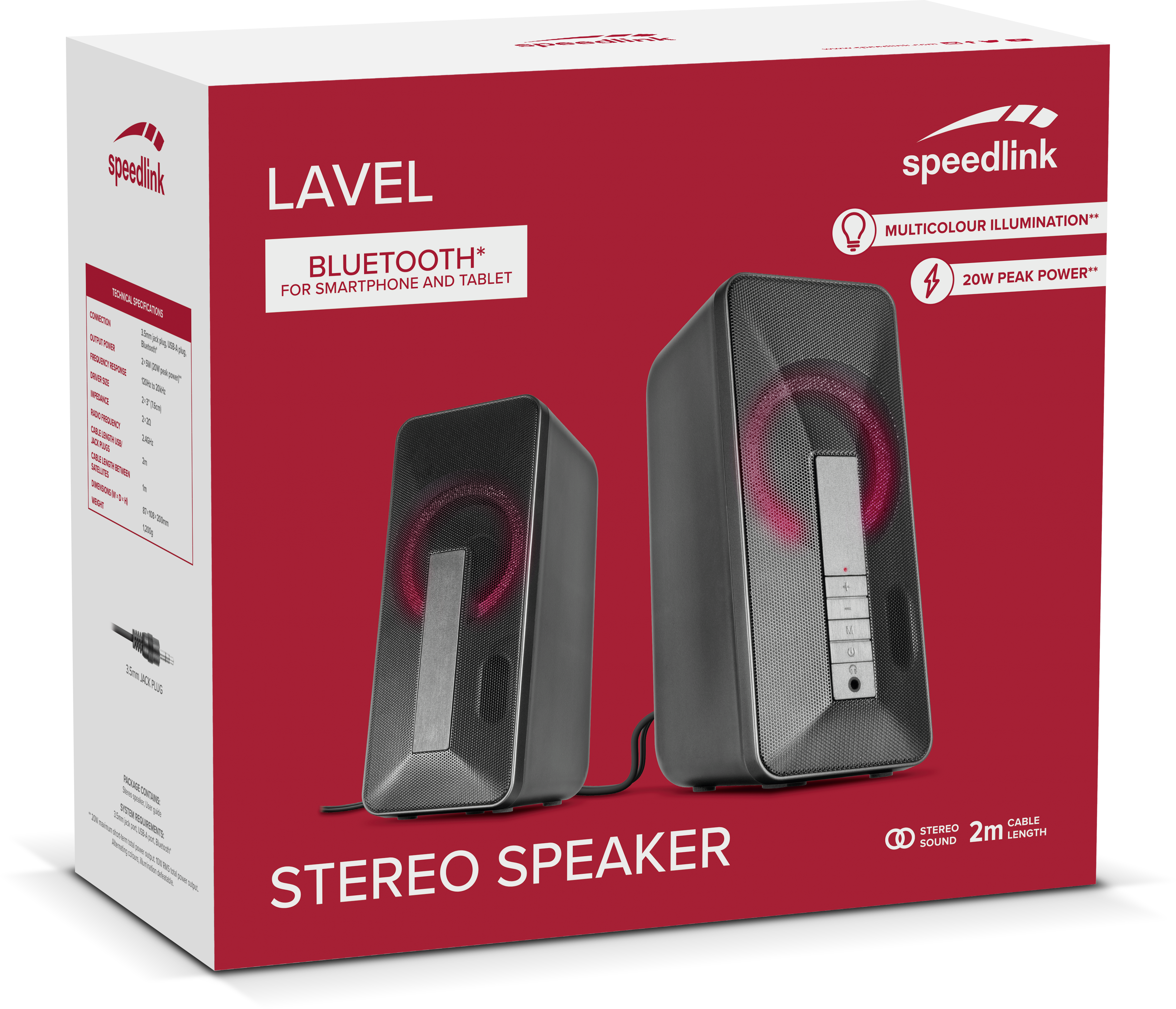 Speedlink - Lavel Stereo Speaker - 3.5mm Stereo Jack/Bluetooth - Datamaskiner