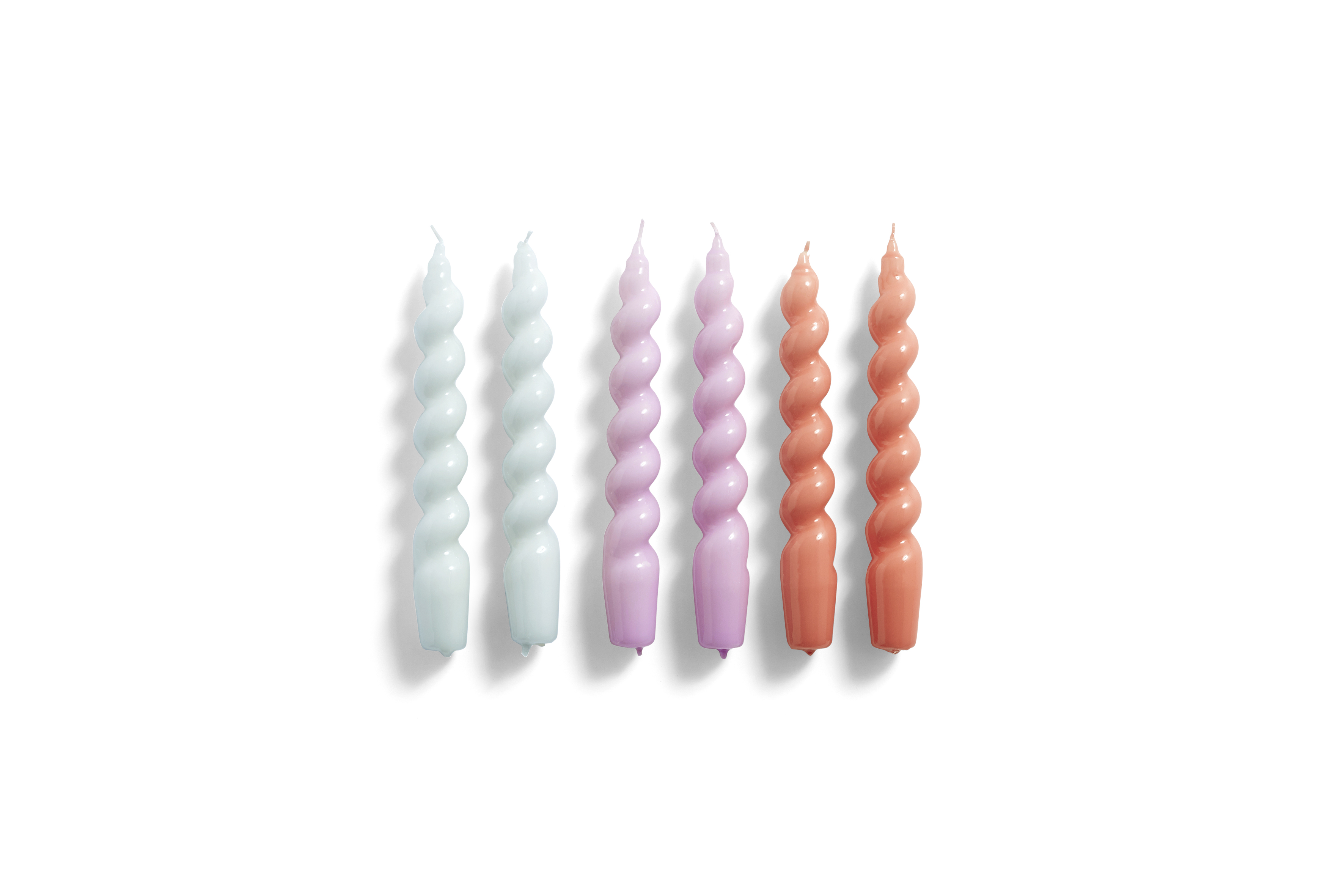 HAY - Candles Spiral 6 psc - Ice Blue Lilac Apricot (540753)