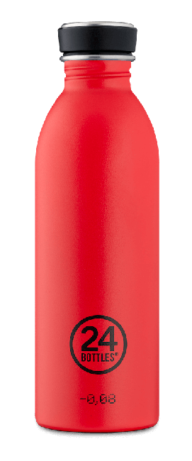 24 Bottles - Urban Bottle 0,5 L - Stone Finish - Hot Red