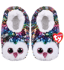Ty Plush - Sequin Slippers - Owen the Owl (Size: 28-31) (TY95503)