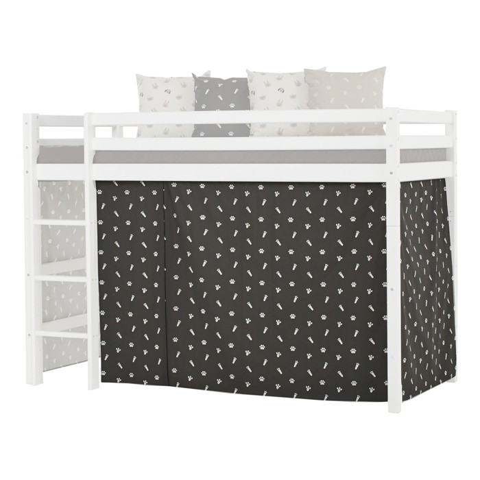 Hoppekids - Play Curtain Mid-High Bed 90x200 cm - Pets Granite Grey