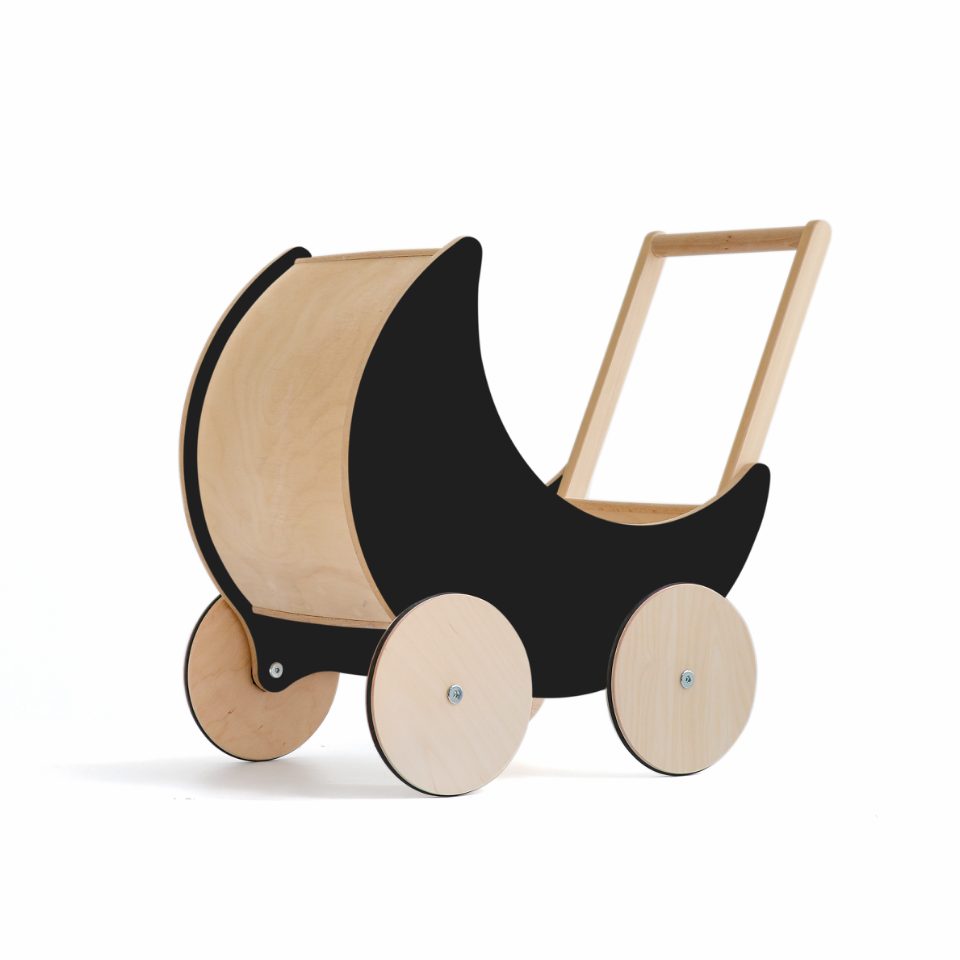 Ooh Noo - Puppenwagen aus Holz, schwarz