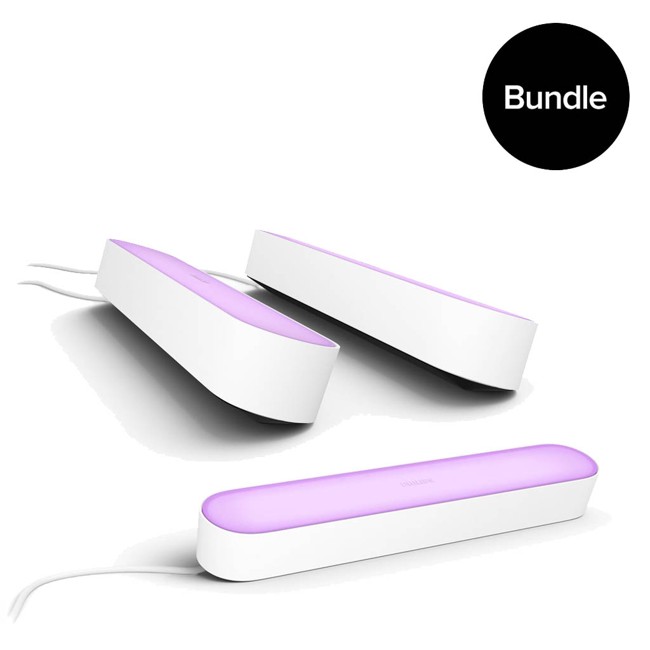 zz Philips Hue - Play Light Bar 2-Pack & Extension - White - Bundle
