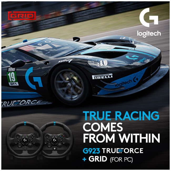 Logitech - G923 Racing Wheel PS4 and PC + Grid Game bundle