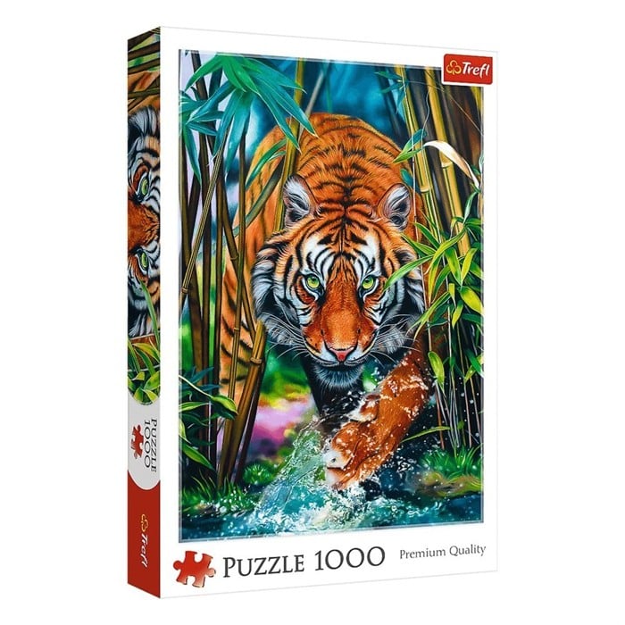 Trefl - Puzzle 1000 pc - Grasping tiger (10528)