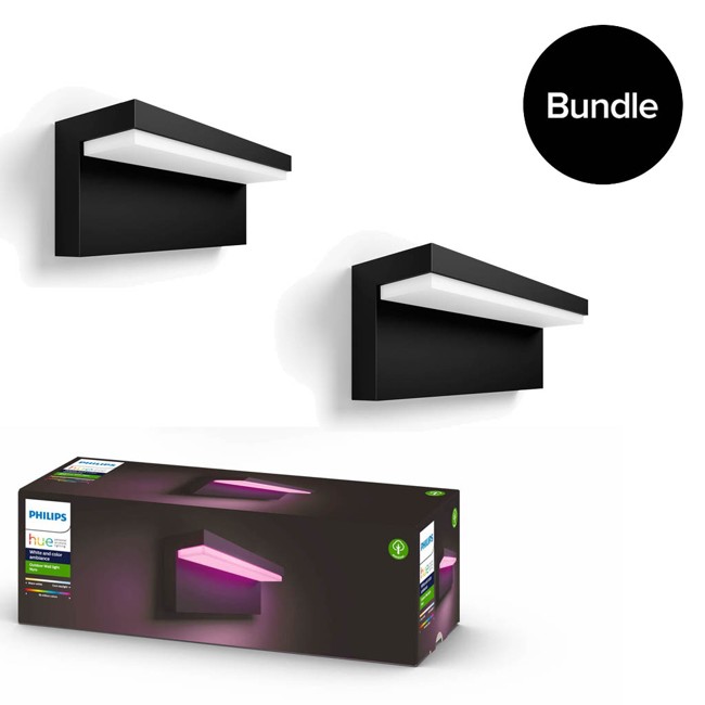 Zz Philips Hue - 2x Nyro Outdoor Wall Light - White & Colour Ambiance - Bundle