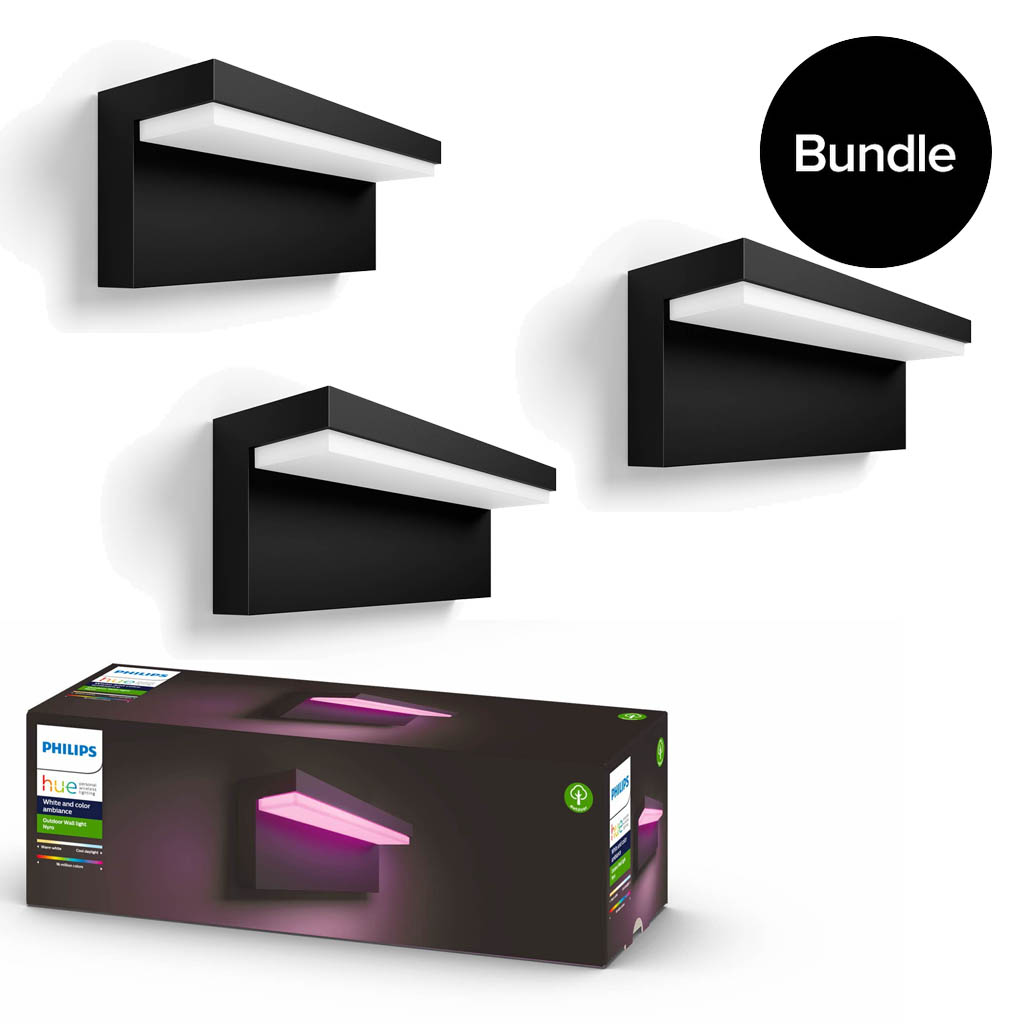 Philips Hue - 3x Nyro Outdoor Wall Light - White & Colour Ambiance - Bundle