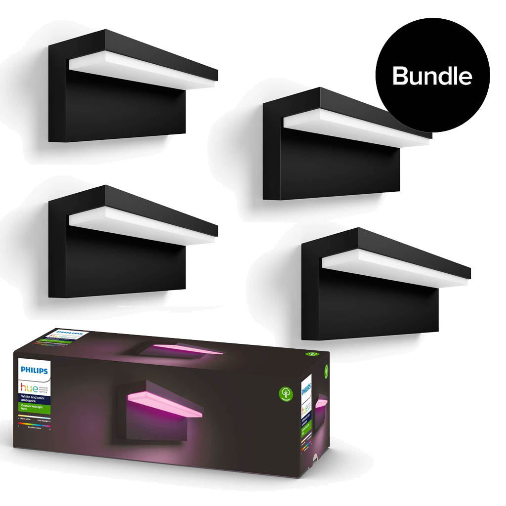 Philips Hue - 4x Nyro Outdoor Wall Light - White & Colour Ambiance - Bundle