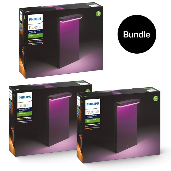 Philips Hue -3x  ​Nyro Outdoor Lamp Pedestal - White & Color Ambiance - Bundle