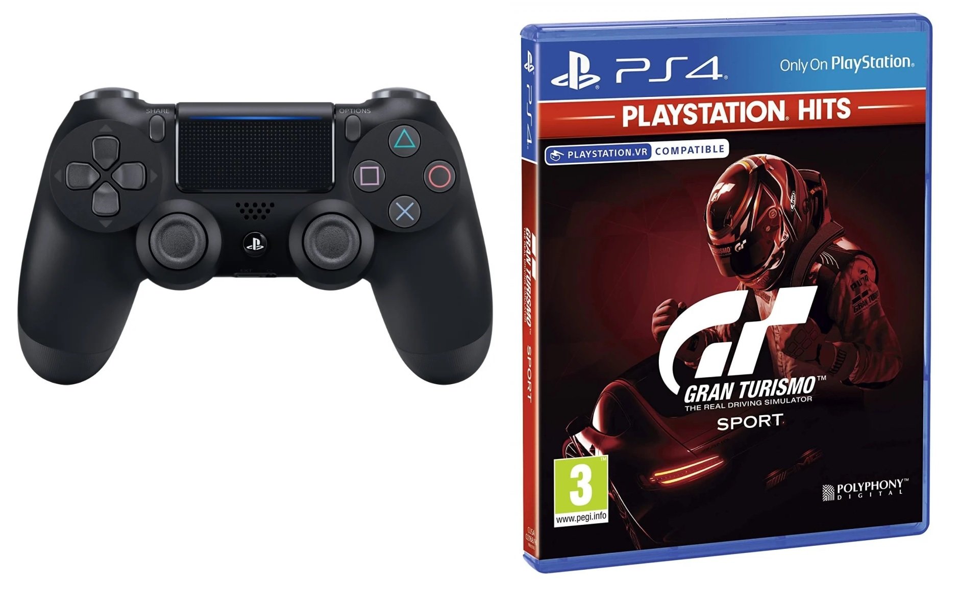 Kjøp Sony 4 Controller v2 - Black + Gran Turismo: Sport (PlayStation Hits) (Nordic)