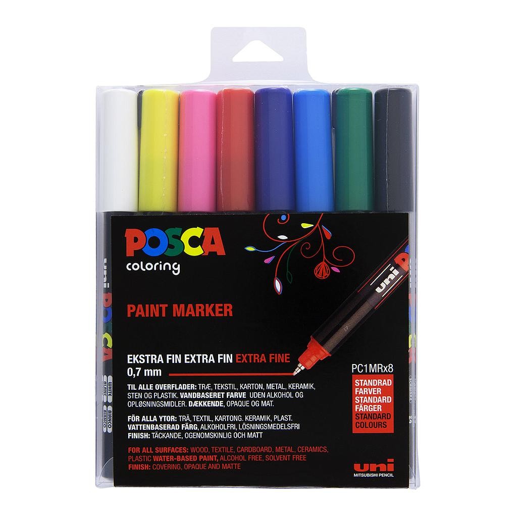 Posca - PC1MR - Extra Fine Tip Pen - Basic Colors, 8 pc - Leker