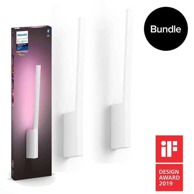 Philips Hue - Liane Wall Light White -  White & Color Ambiance - Bluetooth - Bundle
