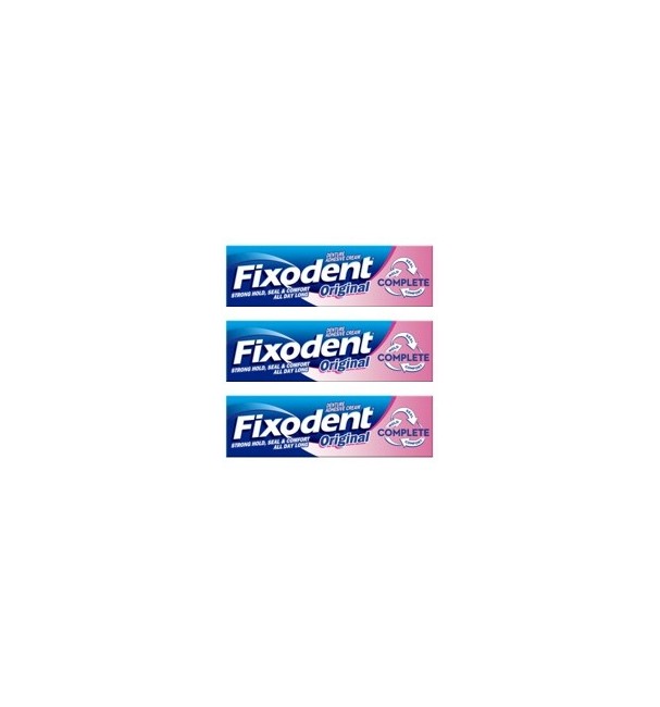 Fixodent - 3 x Tandpasta Denture Adhesive Cream Complete Original 47 g