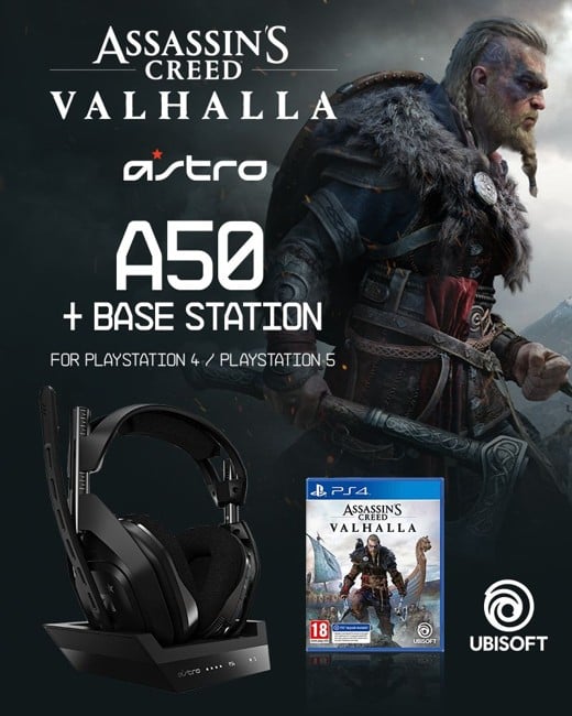 ASTRO - A50 Wireless + Base Station for PS4/PC - GEN4 & Assassin’s Creed: Valhalla PS4 - Bundle