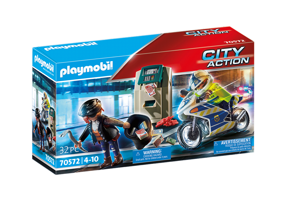 Playmobil - Poliisimoottoripyörä: Raharyöstäjän takaa-ajo (70572)