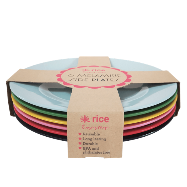 Rice - 6 stk Runde Melamin Tallerkner - Favorite Colors