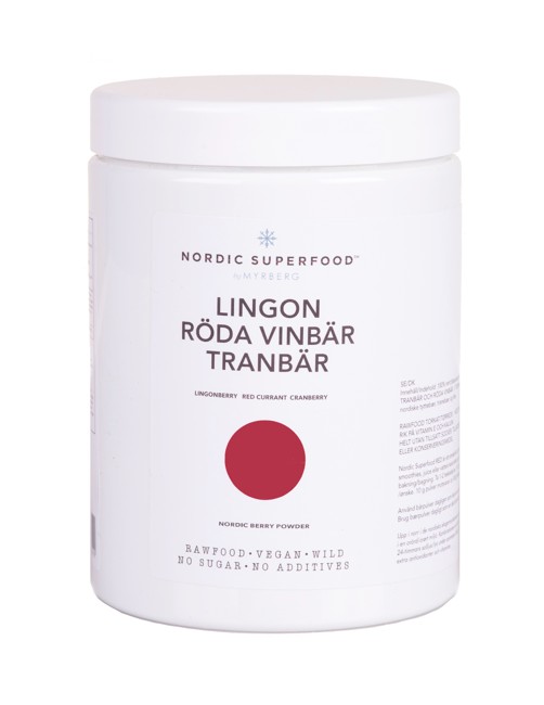 Nordic Superfood - Berry Powder Mix Red - Lingonberry, Cranberry, Red Currant 300 g