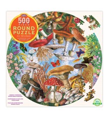 eeBoo - Rundt puslespill 500 stykker - Sopp og sommerfugler
