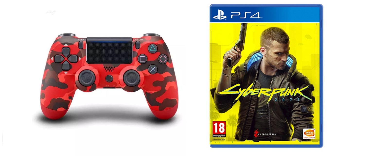 Sony Dualshock 4 Controller v2 - Red Camouflage + Cyberpunk 2077
