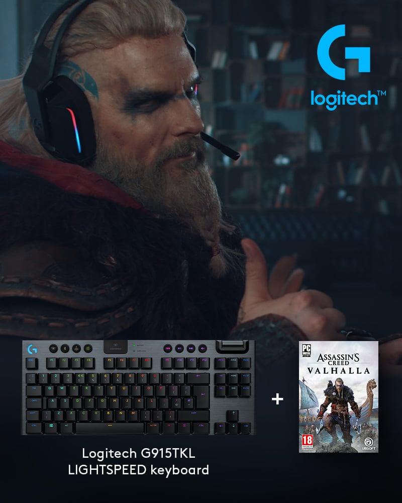 Logitech - G915 TKL Tactile Gaming Keyboard​ + Assassin’s Creed: Valhalla PC Bundle - Datamaskiner