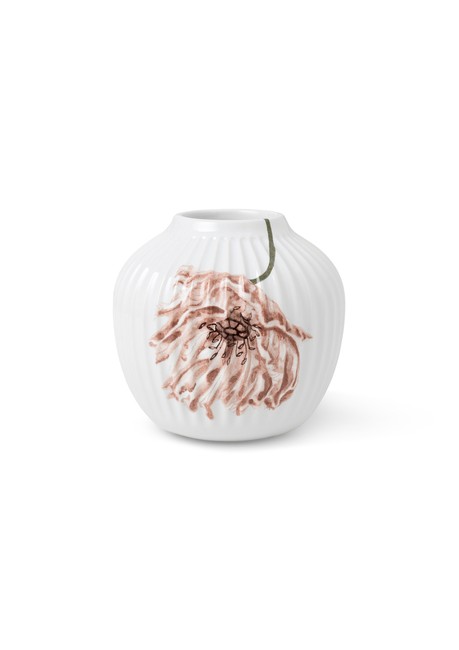 Kähler - Hammershøi Poppy Vase 13 cm - Hvid Med Deko