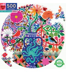 eeBoo - Round puzzle, 500 pcs - Birds and Flowers (EPZFBDF)