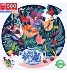 eeBoo - Round puzzle, 500 pcs - Still Life with Flowers (EPZFSLF)