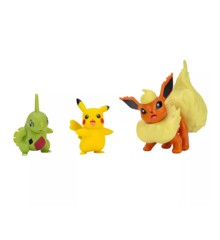 Pokemon - Battle Figur Sæt 3-Pakke - Female Pikachu, Larvitar & Flareon