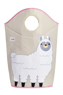 3 Sprouts - Laundry Hamper - White Llama