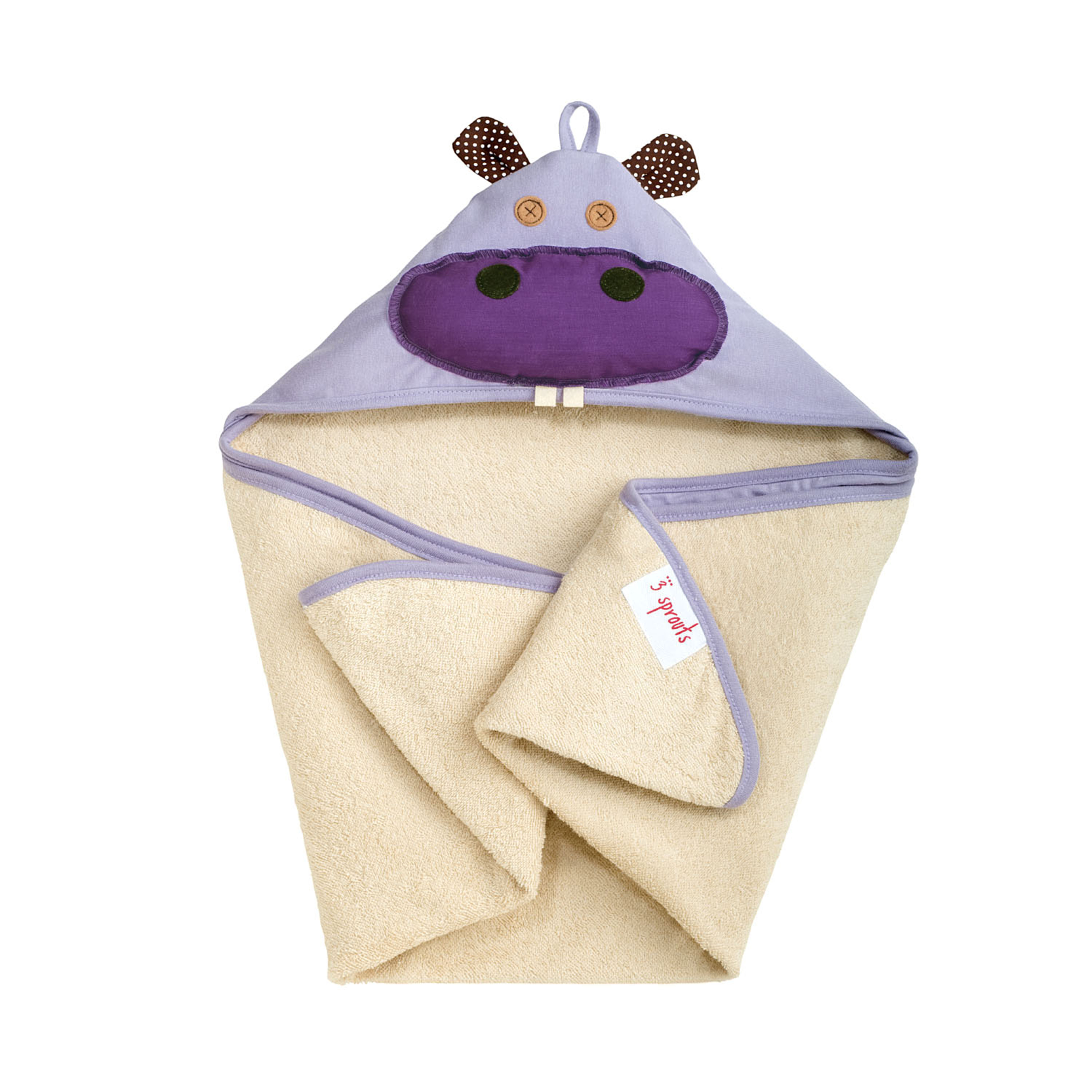 Billede af 3 Sprouts - Håndklæde m. Hætte - Purple Hippo