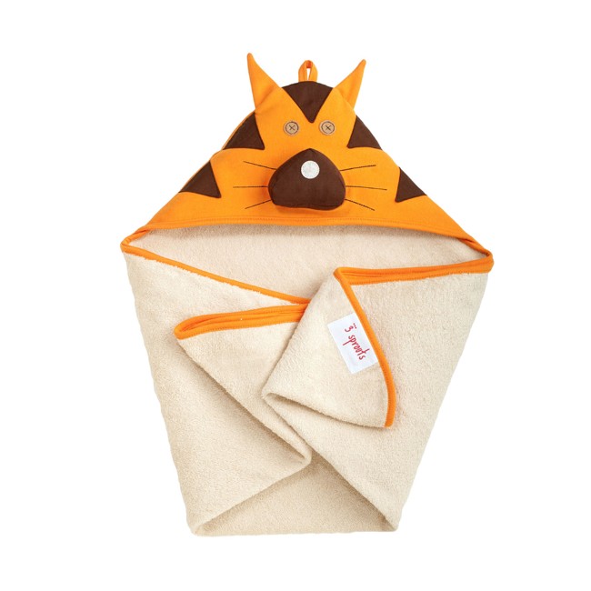 3 Sprouts - Håndklæde m. Hætte - Orange Tiger