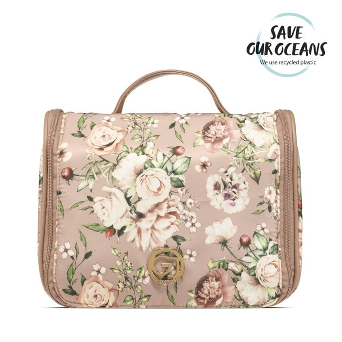 Gillian Jones - Cosmetic Hangup Bag - Pink Floral Print